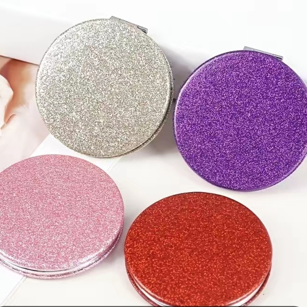 Glitter Compact Round Mirror